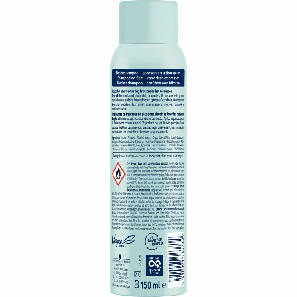 6x Schwarzkopf Droogshampoo Cotton Fresh 2 6x Schwarzkopf Droogshampoo Cotton Fresh - Afbeelding 2
