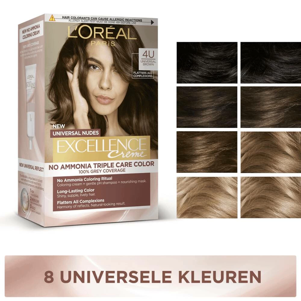 L'Oreal Lu0027Oréal Excellence Creme Universal Nudes 8U Universeel Middenbruin 6 L'Oreal Lu0027Oréal Excellence Creme Universal Nudes 8U Universeel Middenbruin - Afbeelding 6